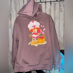 Strawberry shortcake mauve berry basket drawstring hoodie large very cute